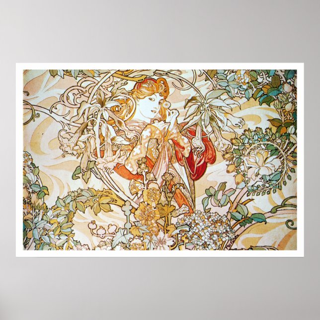 Alphonse Mucha. Femme A La Marguerite 1900 Poster (Framsidan)