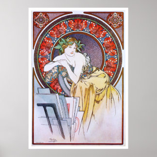 Alphonse Mucha. Femme Au Carton A Dessins Poster