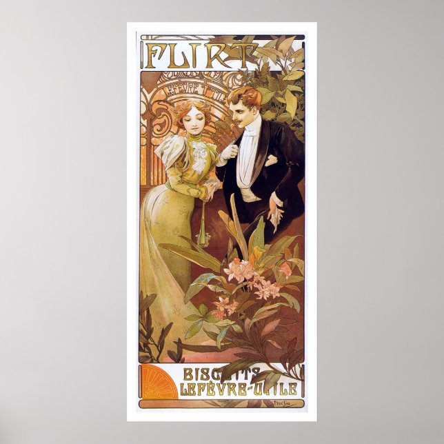 Alphonse Mucha. Flirt Biscuits Lefevre Utile Poster (Framsidan)