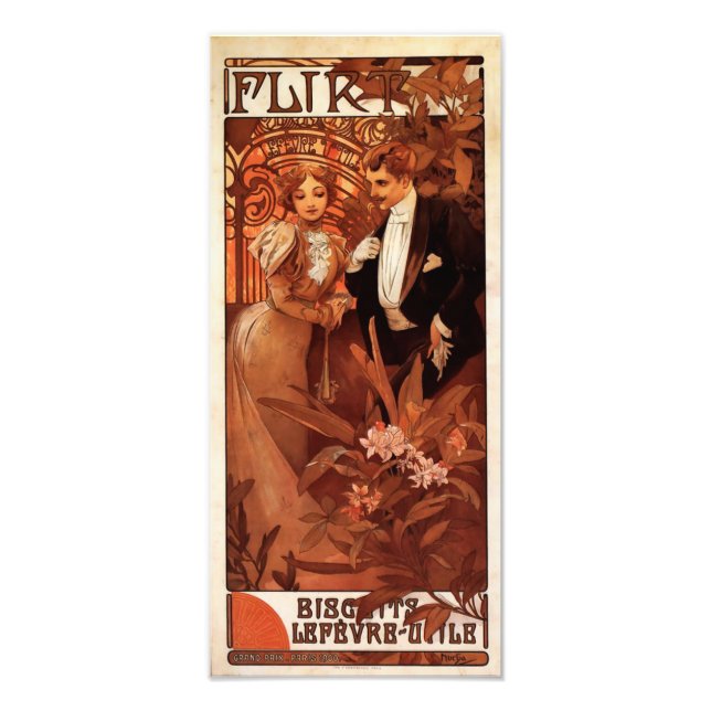 Alphonse Mucha Flirt Print Fototryck (Framsidan)