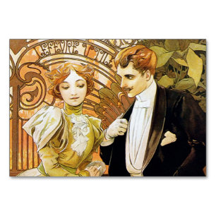 Alphonse Mucha Flirt Vintage Romantic Art nouveau Bordsnummer