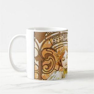 Alphonse Mucha Flirt Vintage Romantic Art nouveau Kaffemugg