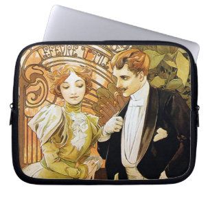 Alphonse Mucha Flirt Vintage Romantic Art nouveau Laptop Fodral