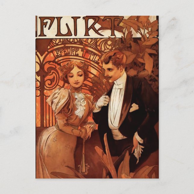 Alphonse Mucha Flirt-vykort Vykort (Framsida)