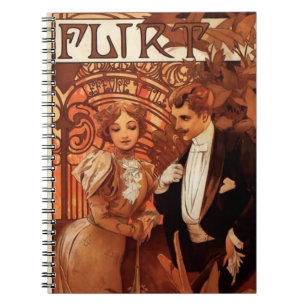 Alphonse Mucha flörtanteckningsbok Anteckningsbok Med Spiral