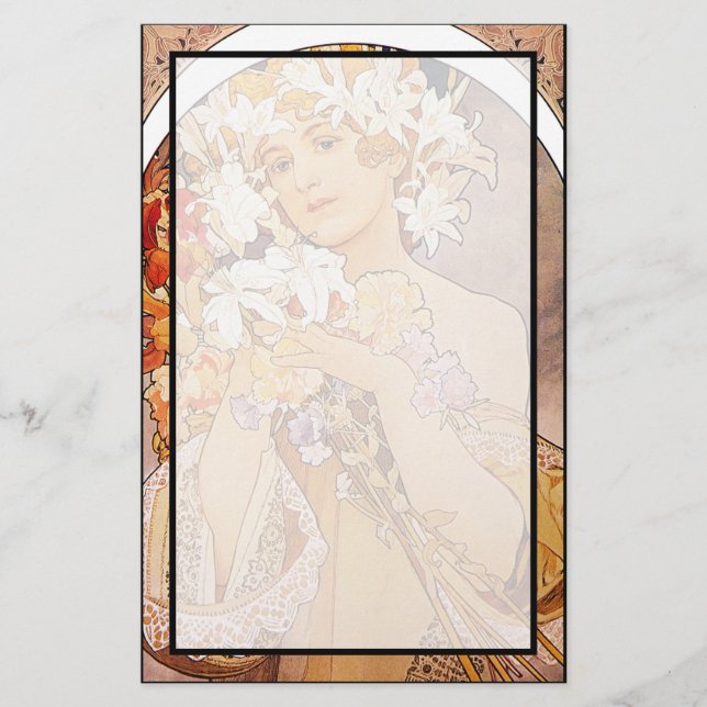 Alphonse Mucha Flower Brevpapper (Framsida)