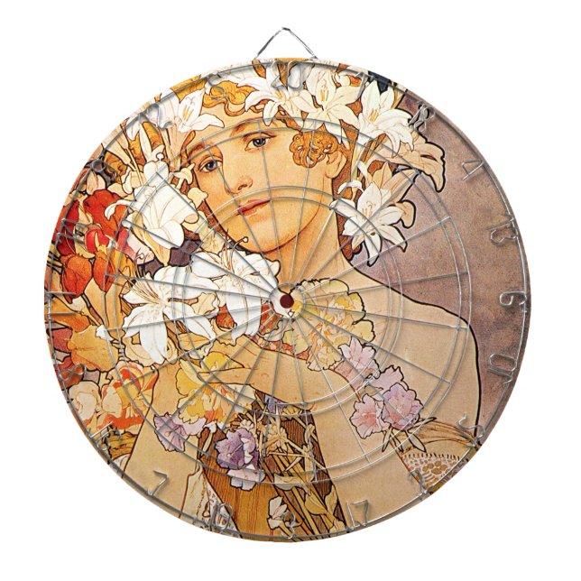 Alphonse Mucha Flower Darttavla (Framsidan)