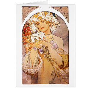 Alphonse Mucha Flower Hälsningskort