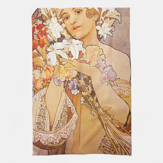 Alphonse Mucha Flower Kökshandduk (Vertikal)