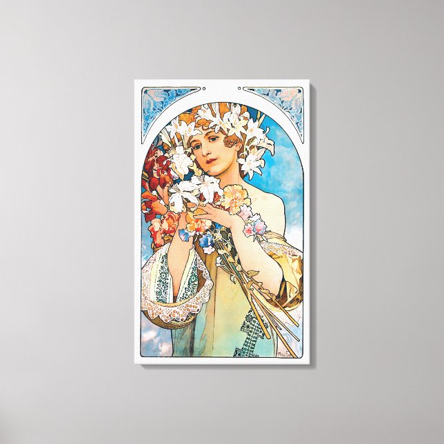 Alphonse Mucha - Flower - Retro Art nouveau Canvastryck (Framsida)