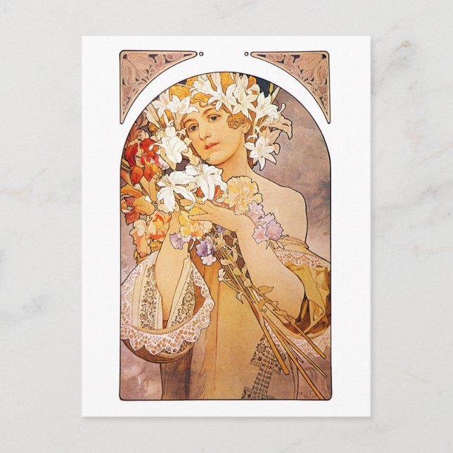 Alphonse Mucha Flower Vykort (Framsida)