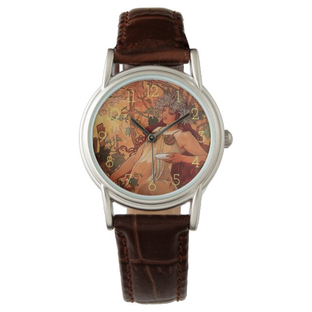 Alphonse Mucha, Four Seasons, Hösten Armbandsur (Framsida)
