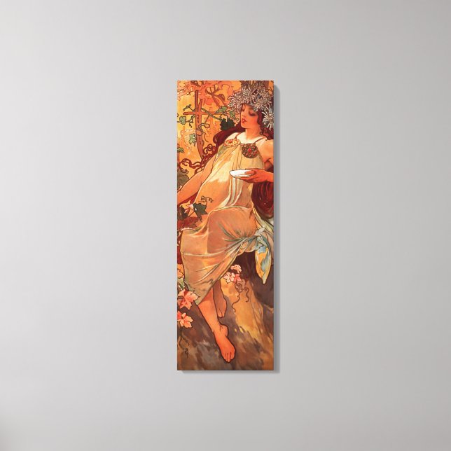 Alphonse Mucha, Four Seasons, Hösten Canvastryck (Framsida)