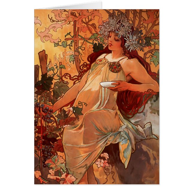 Alphonse Mucha, Four Seasons, Hösten OBS Kort (Framsidan)