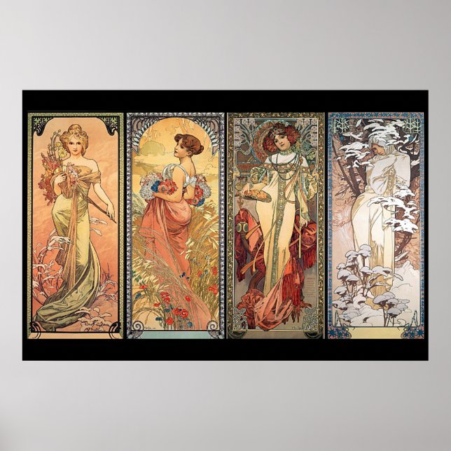 Alphonse Mucha Four Seasons Poster (Framsidan)