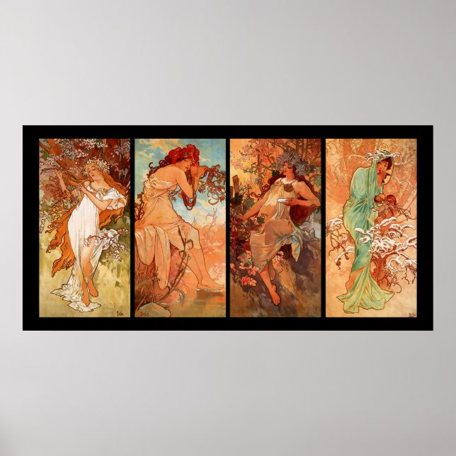 Alphonse Mucha Four Seasons Poster (Framsidan)