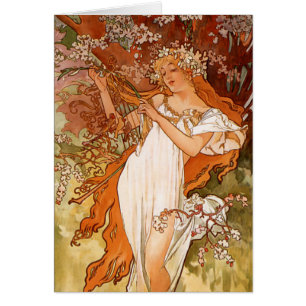 Alphonse Mucha, Four Seasons, Vår OBS Kort