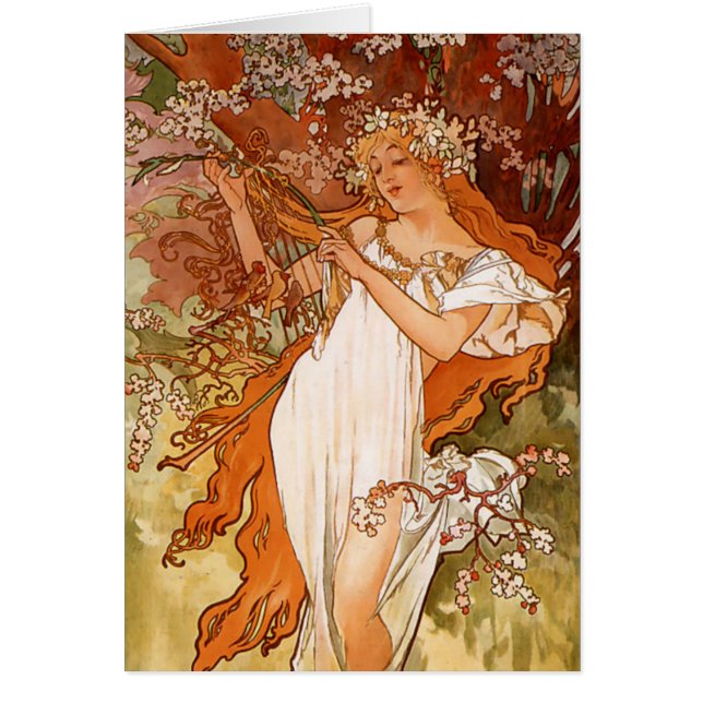 Alphonse Mucha, Four Seasons, Vår OBS Kort (Framsidan)
