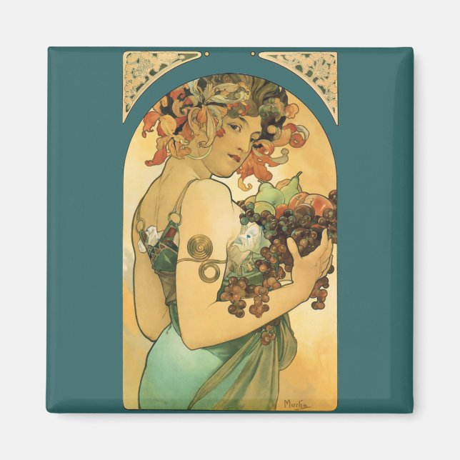 Alphonse Mucha ~ Fruit ( 1897 ) Magnet (Framsidan)