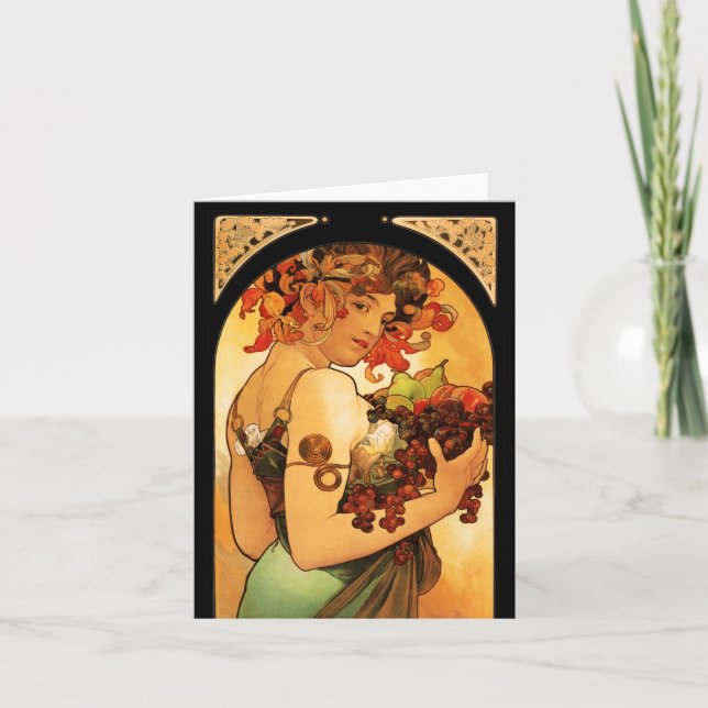 Alphonse Mucha Fruit Note Card Kort (Framsida)