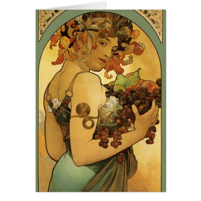 Alphonse Mucha Fruit Painting Hälsningskort (Framsidan)