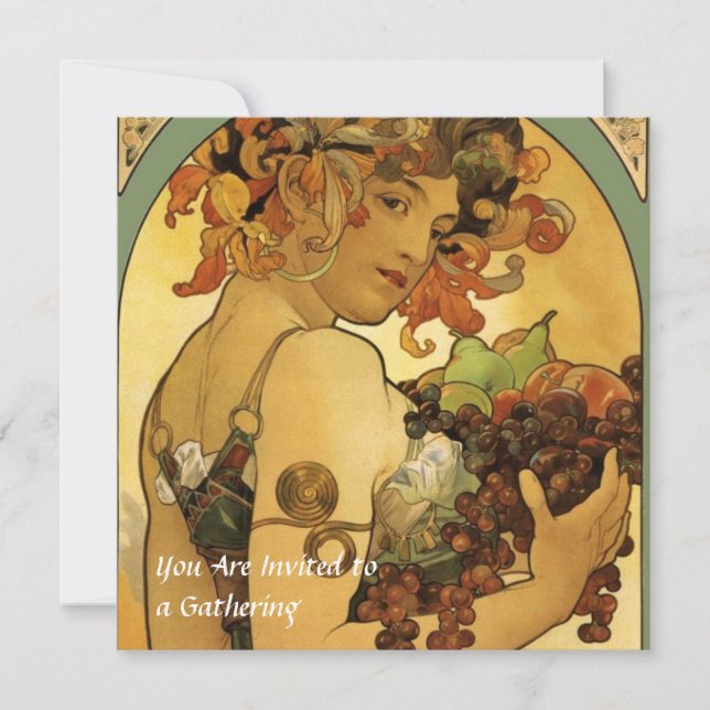 Alphonse Mucha Fruit Painting Inbjudningar (Framsida)