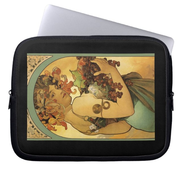 Alphonse Mucha Fruit Painting Laptop Sleeve (Framsidan)