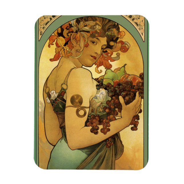 Alphonse Mucha Fruit Painting Magnet (Vertikal)