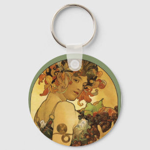 Alphonse Mucha Fruit Painting Nyckelring