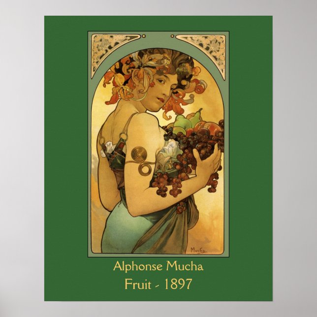 Alphonse Mucha Fruit Painting Poster (Framsidan)