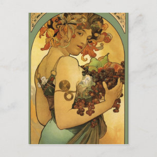 Alphonse Mucha Fruit Painting Vykort