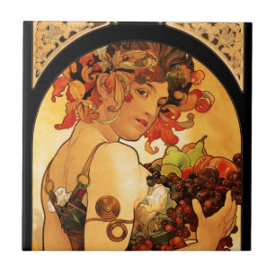 Alphonse Mucha frukt belägger med tegel Kakelplatta