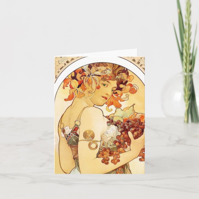 Alphonse Mucha "frukt" noterar kortet Kort (Framsida)