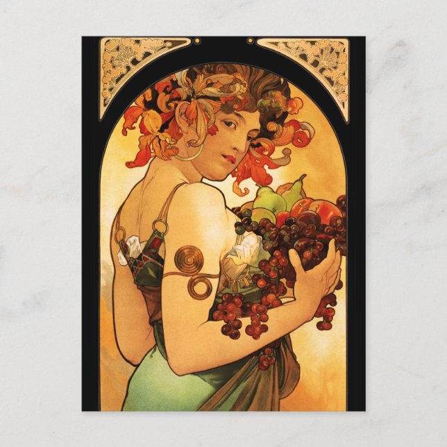 Alphonse Mucha Frukt vykort (Framsida)