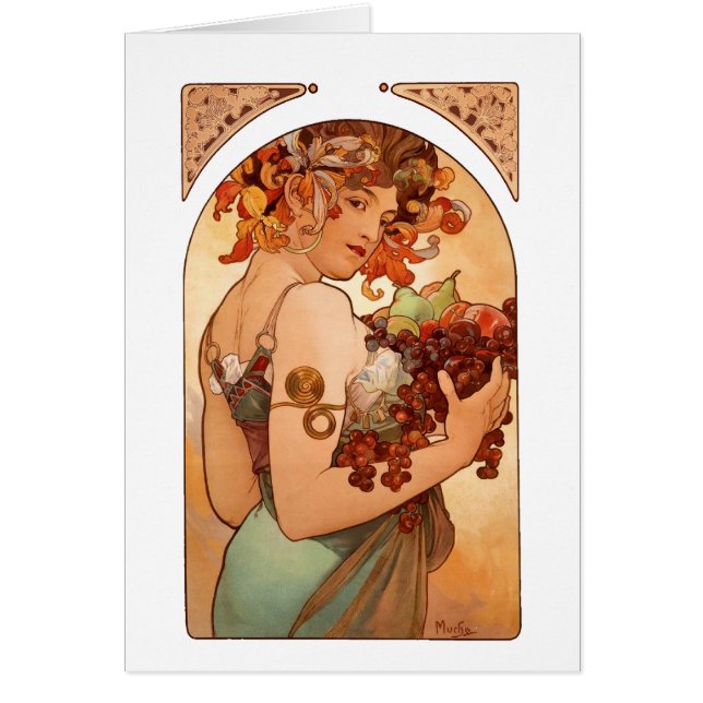 Alphonse Mucha - frukterna Hälsningskort (Framsidan)