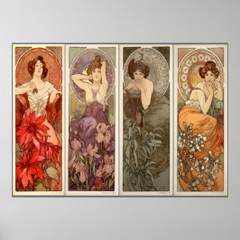 Alphonse Mucha, fyra ädelstenar Poster