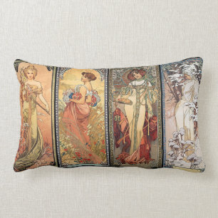 Alphonse Mucha fyra säsonger dämpar Lumbarkudde