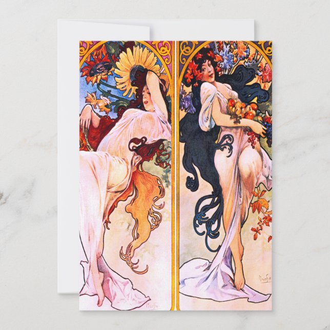 Alphonse Mucha - Fyra säsonger Inbjudningar (Framsida)