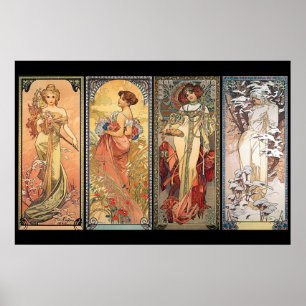 Alphonse Mucha fyra säsonger Poster
