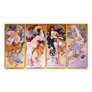 Alphonse Mucha fyra säsonger Prin Fototryck