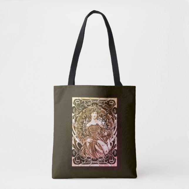 Alphonse Mucha Girl Art nouveau Tote Tygkasse (Framsida)