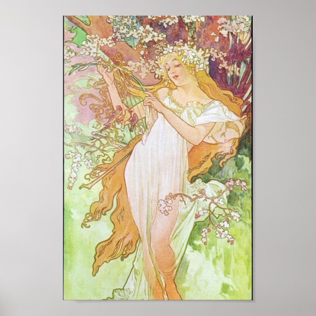 Alphonse Mucha Girl in Garden Art nouveau Poster (Framsidan)