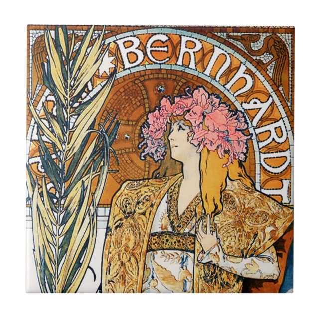 Alphonse Mucha Gismonda belägger med tegel Kakelplatta (Framsidan)