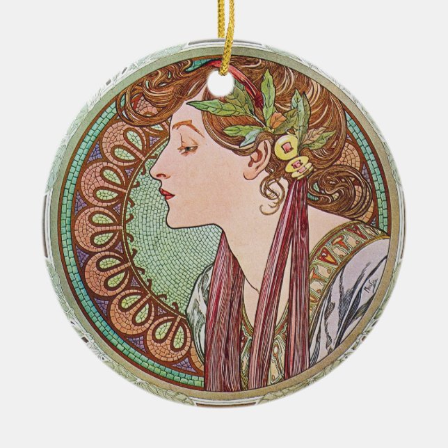 Alphonse Mucha Goddess Art Julgransprydnad Keramik (Framsidan)
