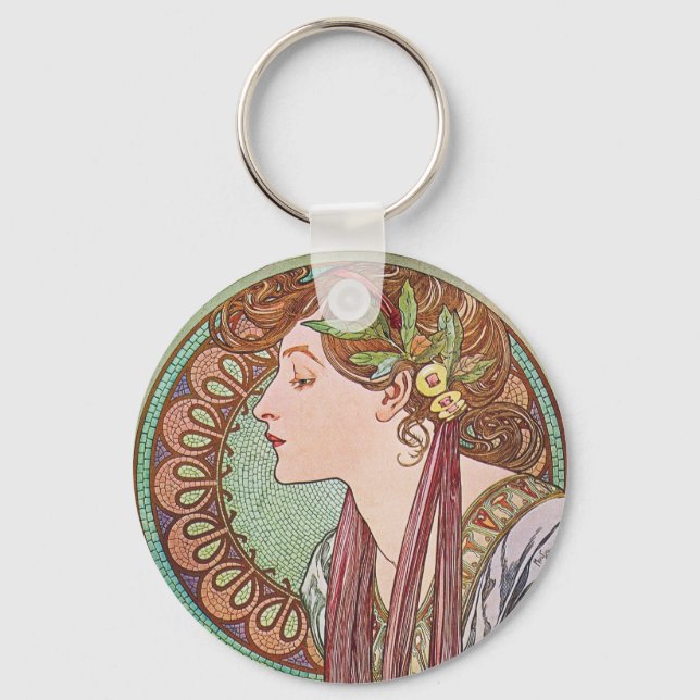 Alphonse Mucha Goddess Art Nyckelring (Framsida)