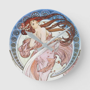 Alphonse Mucha Goddess Rund Klocka