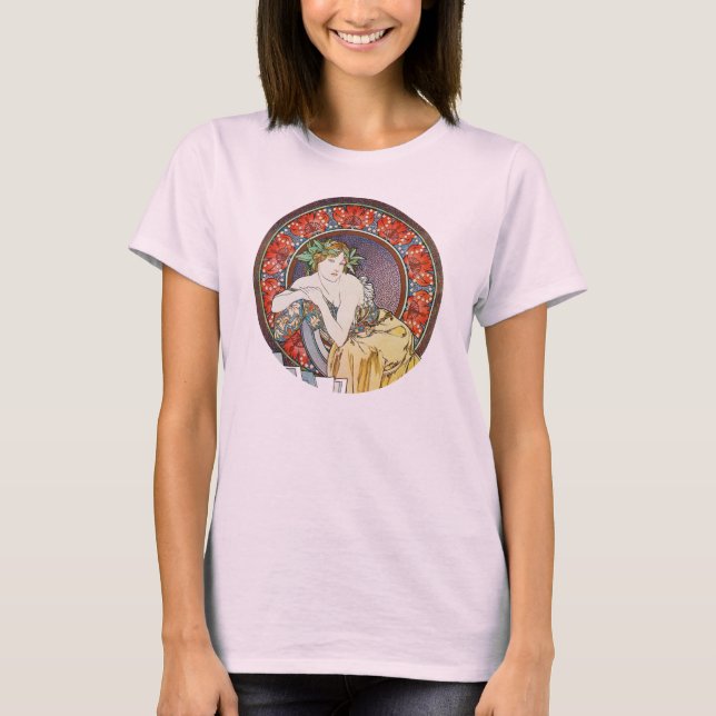 Alphonse Mucha Goddess Tee Shirt (Framsida)