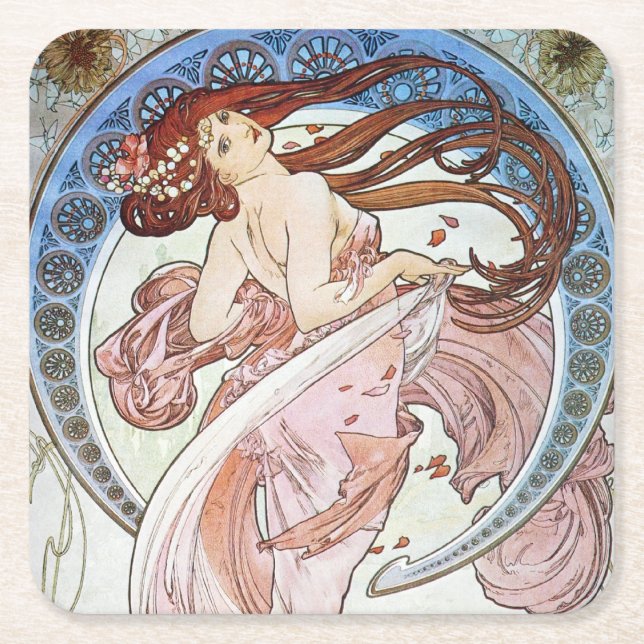 Alphonse Mucha Goddess Underlägg Papper Kvadrat (Framsidan)