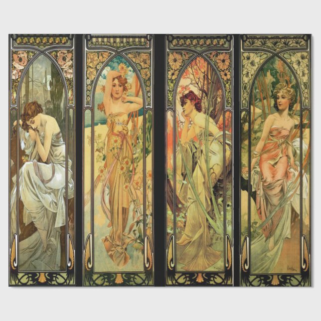 Alphonse Mucha, Gorgous Dam, Art Deco Presentpapper (Platt)