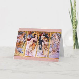 Alphonse Mucha hälsningkort för fyra säsonger Helgkort